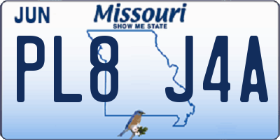 MO license plate PL8J4A