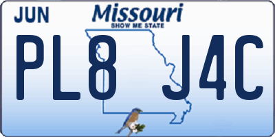 MO license plate PL8J4C