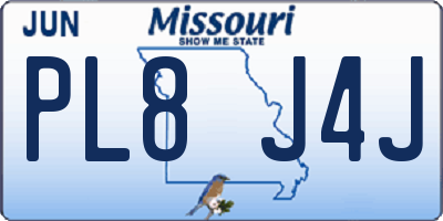 MO license plate PL8J4J