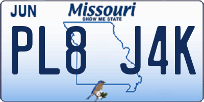 MO license plate PL8J4K