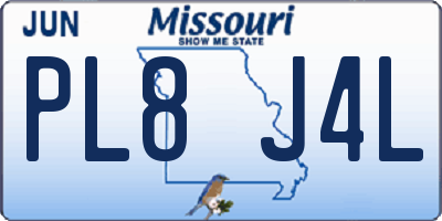 MO license plate PL8J4L