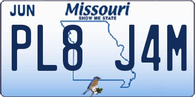 MO license plate PL8J4M