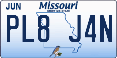 MO license plate PL8J4N
