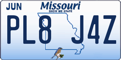 MO license plate PL8J4Z
