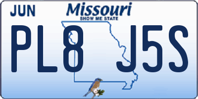 MO license plate PL8J5S