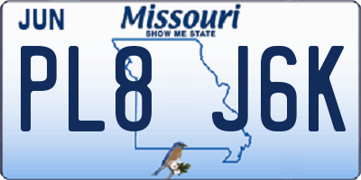MO license plate PL8J6K