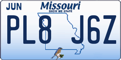 MO license plate PL8J6Z