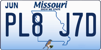 MO license plate PL8J7D