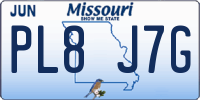 MO license plate PL8J7G