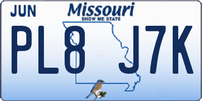 MO license plate PL8J7K