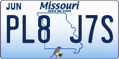 MO license plate PL8J7S