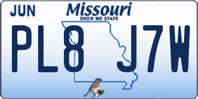 MO license plate PL8J7W
