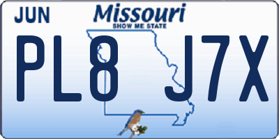 MO license plate PL8J7X