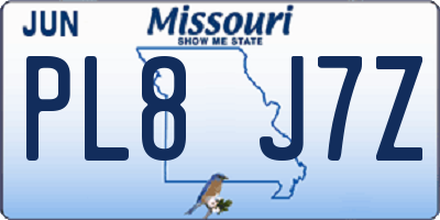MO license plate PL8J7Z