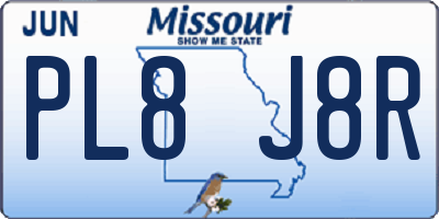 MO license plate PL8J8R