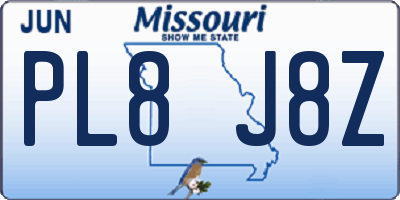 MO license plate PL8J8Z