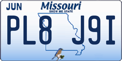MO license plate PL8J9I