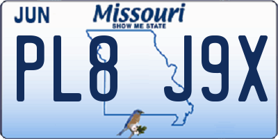MO license plate PL8J9X