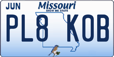 MO license plate PL8K0B