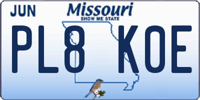 MO license plate PL8K0E
