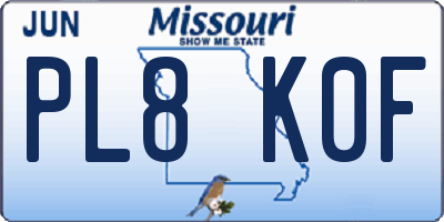 MO license plate PL8K0F