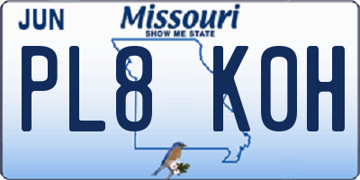 MO license plate PL8K0H