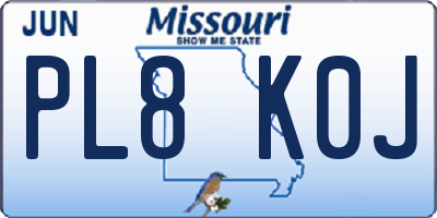 MO license plate PL8K0J
