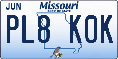 MO license plate PL8K0K