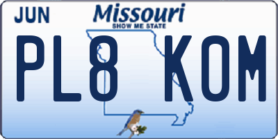 MO license plate PL8K0M