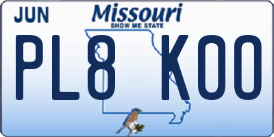 MO license plate PL8K0O