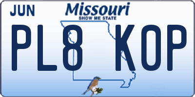 MO license plate PL8K0P
