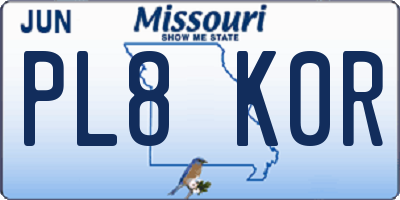 MO license plate PL8K0R