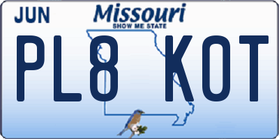 MO license plate PL8K0T