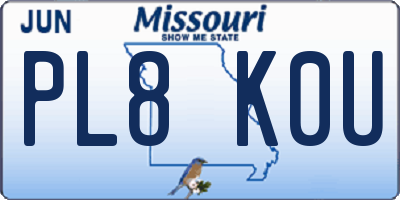 MO license plate PL8K0U