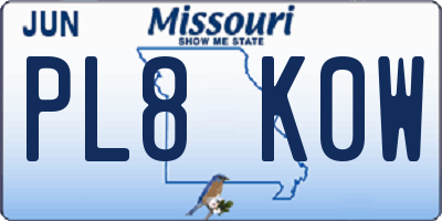 MO license plate PL8K0W
