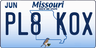 MO license plate PL8K0X