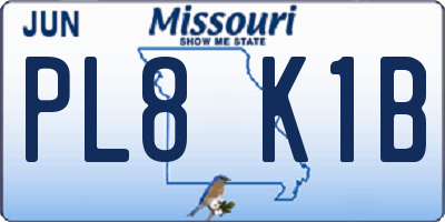 MO license plate PL8K1B