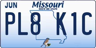 MO license plate PL8K1C