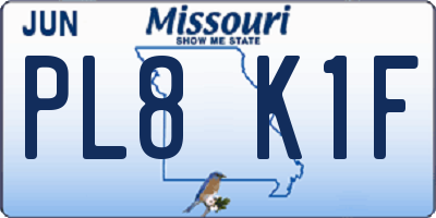 MO license plate PL8K1F
