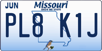 MO license plate PL8K1J