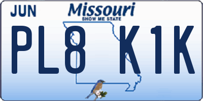 MO license plate PL8K1K