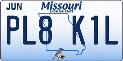 MO license plate PL8K1L