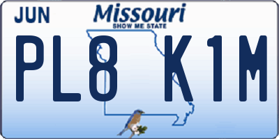 MO license plate PL8K1M