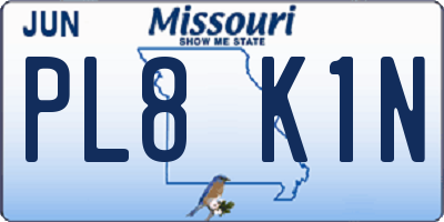 MO license plate PL8K1N