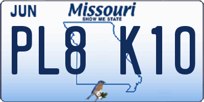 MO license plate PL8K1O
