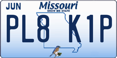MO license plate PL8K1P