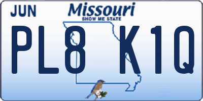 MO license plate PL8K1Q