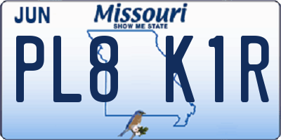 MO license plate PL8K1R