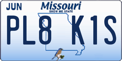 MO license plate PL8K1S