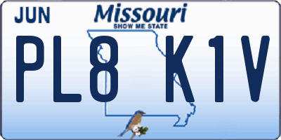 MO license plate PL8K1V